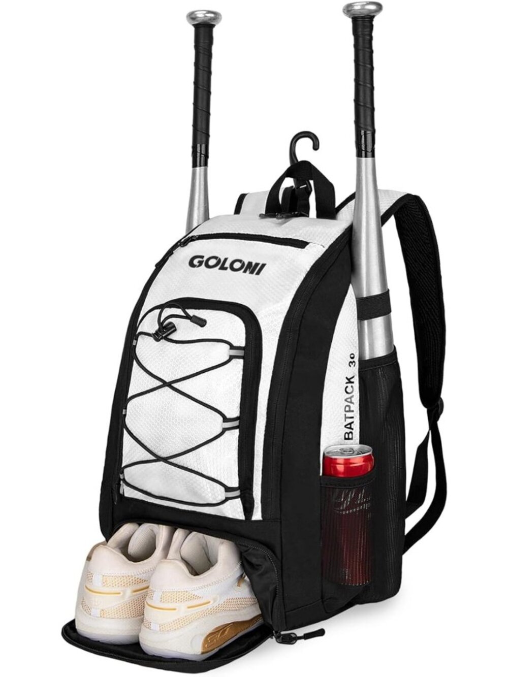 40L Baseball & Softball Bag with Shoe Compartment, Fence Hook, Backpack for Gear